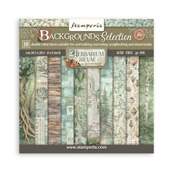 Scrapbooking Papier Set 20x20 -  Herbarium Silvae Hintergrund - Stamperia