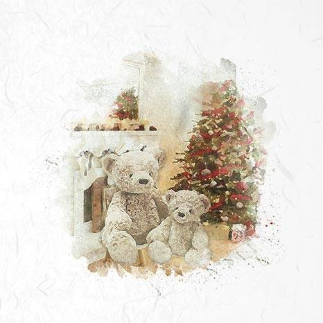 Reispapier-Set - ITD 6pcs Teddybär unter dem Weihnachtsbaum Weihnachten