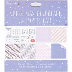 DOVECRAFT Papiere und Elemente - Bastelset Scrapbooking Christmas Decoupage & Paper Pad - Purple