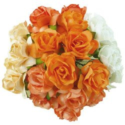 WILDROSEN 30mm 50Stk Scrapbooking Maulbeerpapier Blumen Flower, orange mix