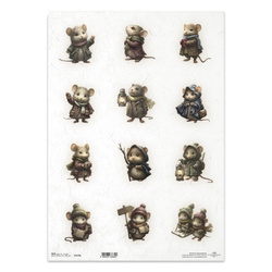 Reispapier für Decoupage A3 - niedliche Mäuse, Vintage-Stil, Winter R1578L - Itd Collection