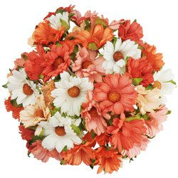 MARGERITEN 45mm 50Stk Scrapbooking Maulbeerpapier Blumen, orange-pfirsich mix