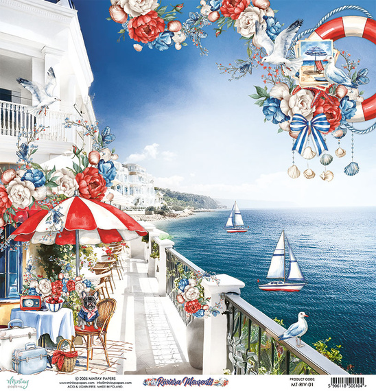 Scrapbooking Papier 30x30 - Mintay - Riviera Moments 01
