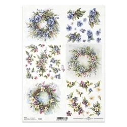 ITD Reispapier Decoupage Bastelpapier Serviettentechnik-R2385 Blumen, Girlanden, Gestecke