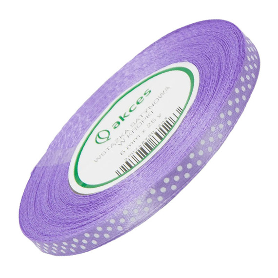 Satinband mit Punkten 6 mm/22 m Geschenkband Dekoband, lila