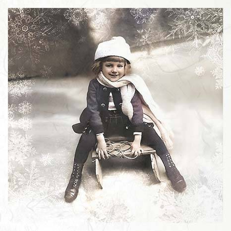 Reispapier-Set - ITD RSM087 vintage Kinder Winter