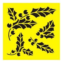 ITD Mixed Media Schablone STENCIL für Decoupage Scrapbooking 16x16, ST0083 Stechpalme