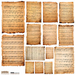 AUFKLEBER - ScrapLove - Old Music Notes 1 - Alte Musiknoten 1