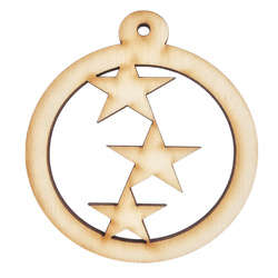 HOLZKUGEL Anhänger aus Holz, Ornament Weihnachtskugel 6 cm - Sterne
