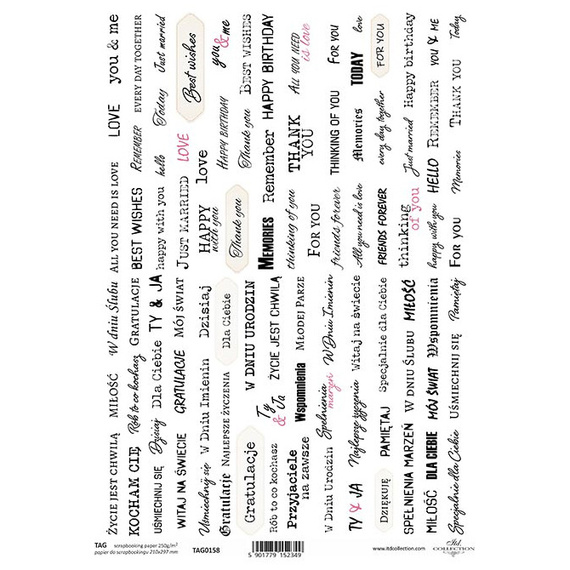 A4 einseitig Scrapbooking Craft Papier - Anlassbezogene Aufschriften auf Polnisch - Itd Collection