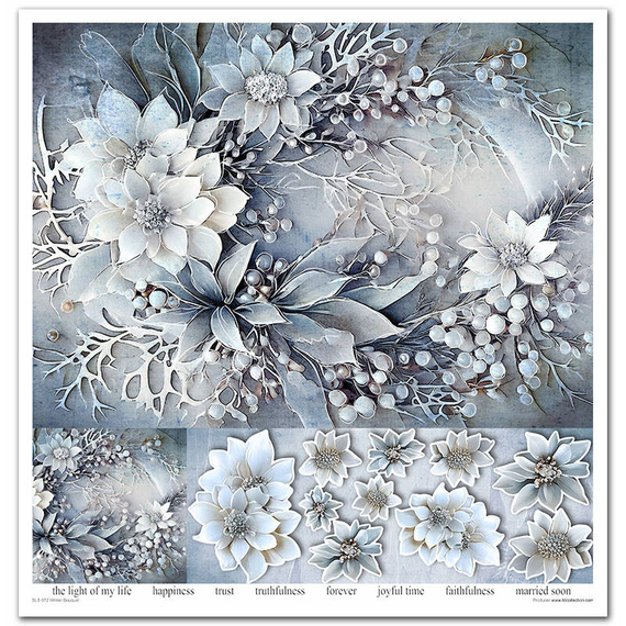 ITD 11Stk 30x30cm Scrapbooking Papier 200g 30x30 - Winter Bouquet