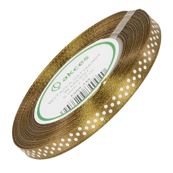 Gepunktetes Satinband 6 mm - gold 145 - 23 m - Dekoband