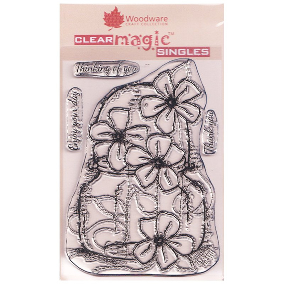WOODWARE Transparent Stempeln Set Motivstempel Clear Stamps - Small Daisy Jar, Glas Blumen