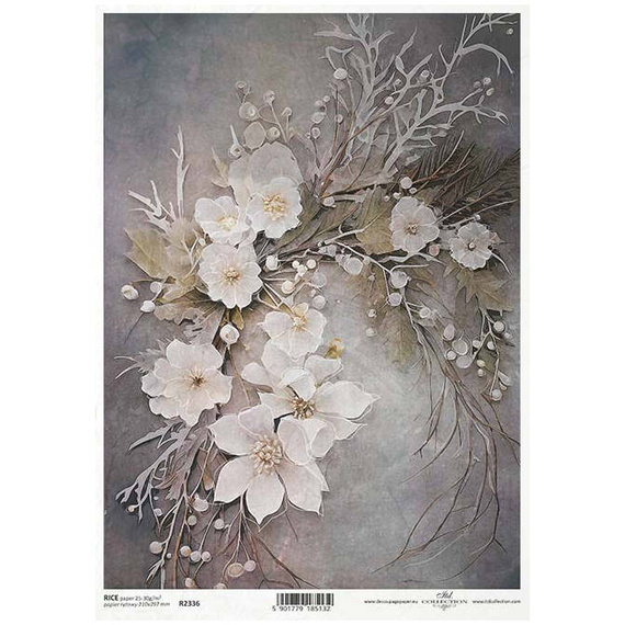 ITD Reispapier Decoupage Bastelpapier Serviettentechnik-R2336 Winterstrauß, Blumen