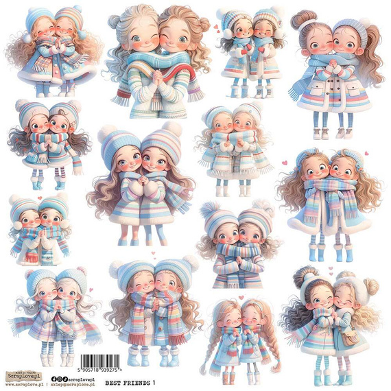 AUFKLEBER ScrapLove Dekor Stickers - Best Friends 1 - Beste Freunde 