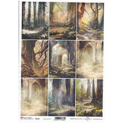 ITD Reispapier Decoupage Bastelpapier Softpapier Serviettentechnik, geheimnisvoller Wald R2142 