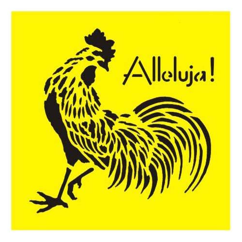 ITD Mixed Media Schablone STENCIL für Decoupage Scrapbooking 16x16, ST0141 Hahn Alleluja