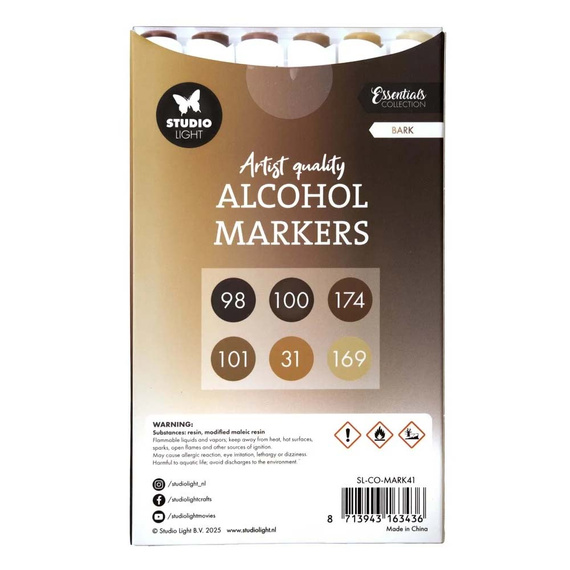 Alkoholmarker Doppelstift Set Bark Essentials Nr. 41 - Studio Light - 6 Stück