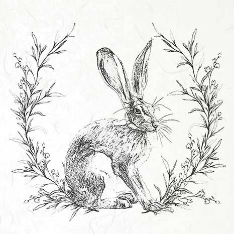 ITD - Reispapier-Set  - RSM053 Hasen - schwarz und weiß