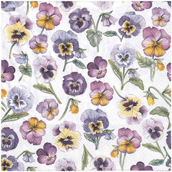 SERVIETTEN 1 Stück Motivservietten Decoupage Napkin 33x33cm, Pansy All Over, Stiefmütterchen