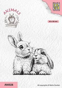 NELLIE'S Transparent Acryl Stempel Motivstempel Clear Stamp, ANI026 Hasen