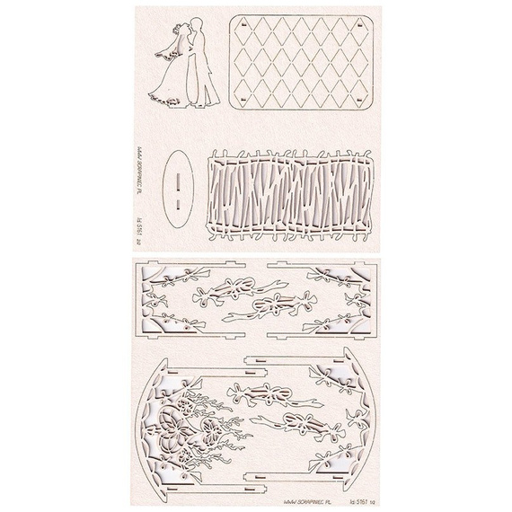SCRAPINIEC Dekorpappe Die Cut Chipboard Dekoration Ornament, Laube Brautpaar