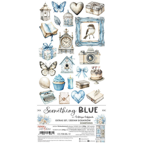 CRAFT OCLOCK 15,5x30,5cm Scrapbooking Papier mit Elementen, Something Blue