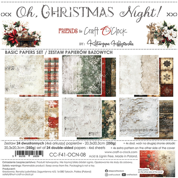 Scrapbooking Papier Set 20x20 - Craft o'clock -  Oh Christmas Night - BASIC