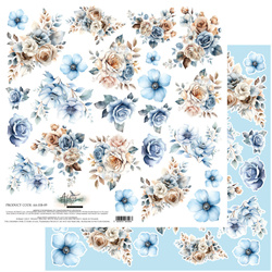 ALCHEMY OF ART 30x30cm doppelseitig Scrapbooking Papier,  Blumen weiße und blau