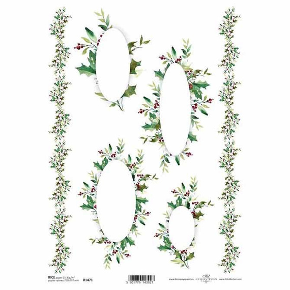 ITD Reispapier Decoupage Bastelpapier Softpapier Serviettentechnik, Kränze R1471