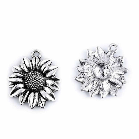 Metallanhänger - Sonnenblumen 23x27mm - 5 Stk