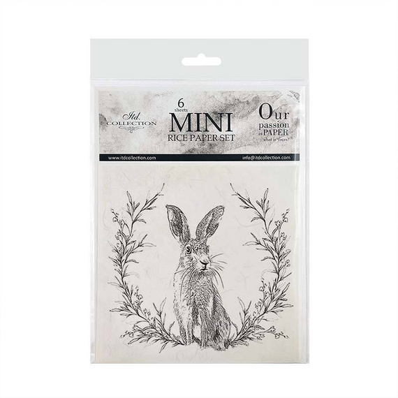 ITD - Reispapier-Set  - RSM053 Hasen - schwarz und weiß