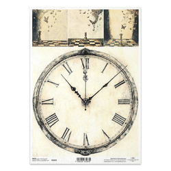 Reispapier für Decoupage A4 - Schachbrettuhr - R2625 - Itd Collection