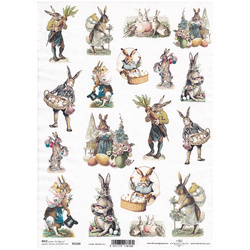 ITD Reispapier Decoupage Bastelpapier Softpapier Serviettentechnik, Osterhasen R2169