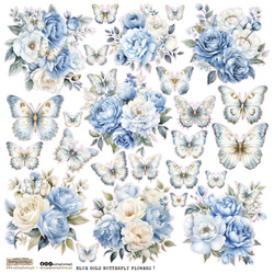 AUFKLEBER ScrapLove Dekor Stickers - Blue Gold Butterfly Flowers 1
