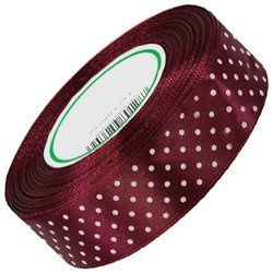 Satinband mit Punkten 25 mm - ca. 25 m - dunkel burgund 31