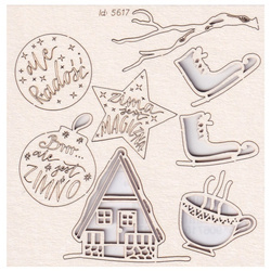 SCRAPINIEC Dekorpappe Die Cut Chipboard Dekoration Ornament, Stern Weihnachten