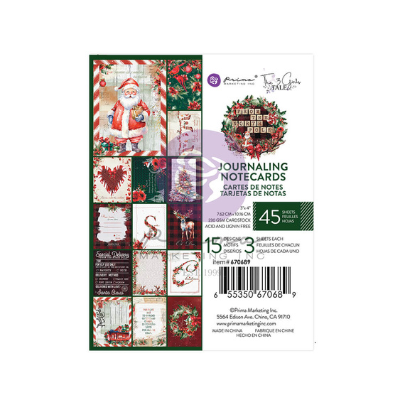Prima Journaling Notecards 7,5x10 cm - From the North Pole - Scrapbooking Papier 