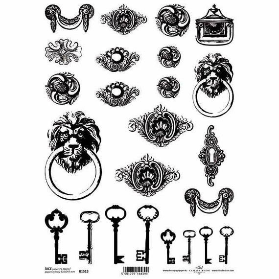 Reispapier zum Vergolden ITD-R1513 - A4-Schlüsselklopfer-Schild