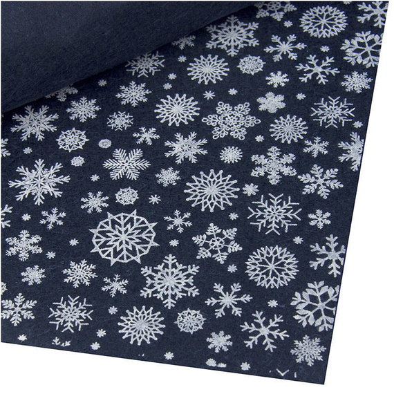 Bastelfilz mit Schneeflocken 30x40cm Dekofilz Filzplatten Filzstoff 1mm, marineblau