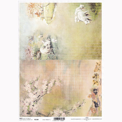 ITD Reispapier Decoupage Bastelpapier Softpapier Serviettentechnik, Blumen, Blick aufs Land, Hühner, Schafe, Lämmer R2188