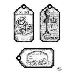 VIVA DECOR Transparent Stempeln Set Motivstempel Clear Stamps, Etiketten Paris
