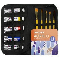 Reise-Malset im Koffer - Phoenix - Acrylfarben 5x12 ml, 5 Pinsel