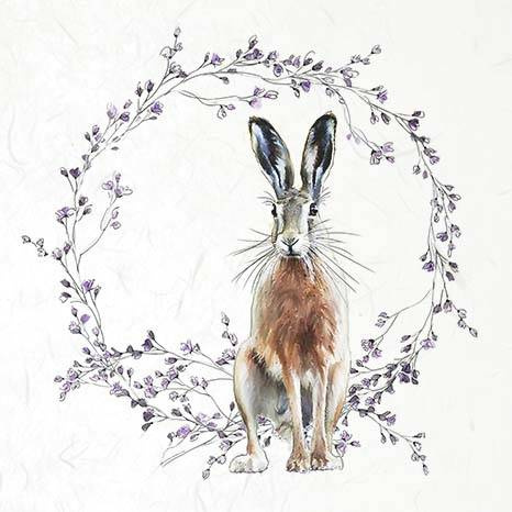 ITD - Reispapier-Set - RSM051 - Hasen mit Blumenkränzen