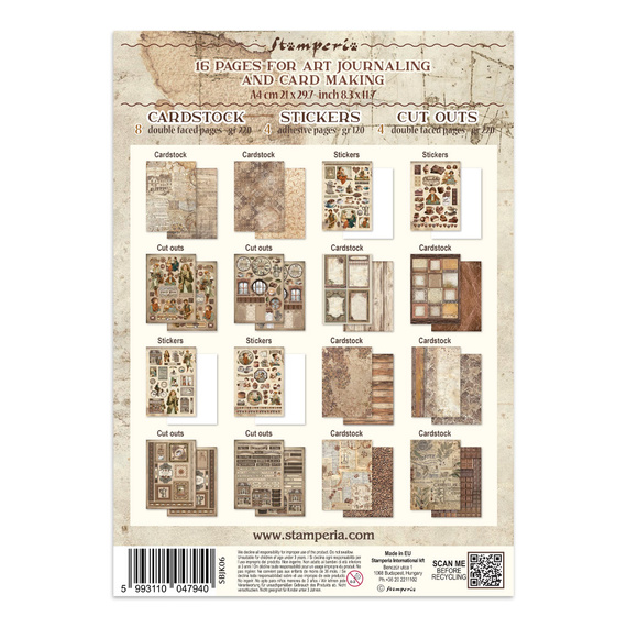 Set aus Junk Journal-Papieren, Aufklebern und Elementen - Coffee & Chocolate - Stamperia 