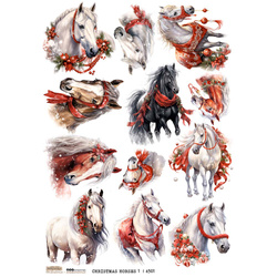 Reispapier Decoupage Bastelpapier A4 - Scraplove - Christmas Horses 1 - Weihnachtspferde 1