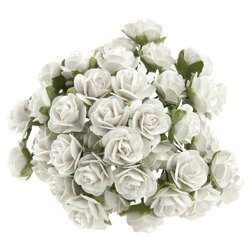 ROSEN Geöffnete 15 mm 50 Stk. Scrapbooking Maulbeerpapier Blumen Flowers, weiß