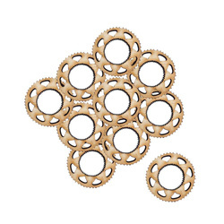 Holzverzierung Zahnrad Nr. 4 - Set mit 10 Stück - Decor