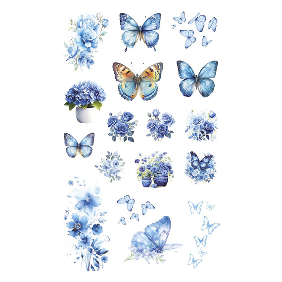 AUFKLEBER folie - Blaue Blumen und Schmetterlinge