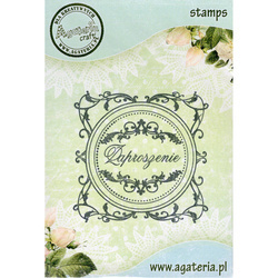 AGATERIA - Transparent Stempel Motivstempel Clear Stamp Zaproszenie- Untertitel PL Rahmen, Dekor